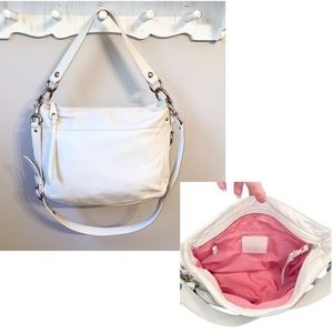 COACH Zoe Bag in Creamy Ivory & Pink Interior EUC